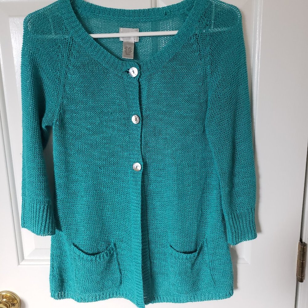 Chico's Turquoise Cardigan Sweater Size Small